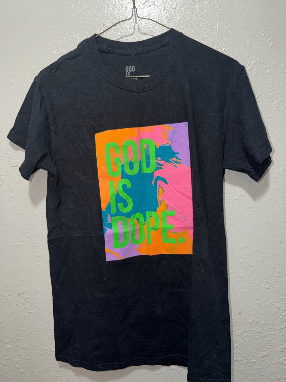 GOD IS DOPE. Graphic Wall Art Print - Black with Neon Colors